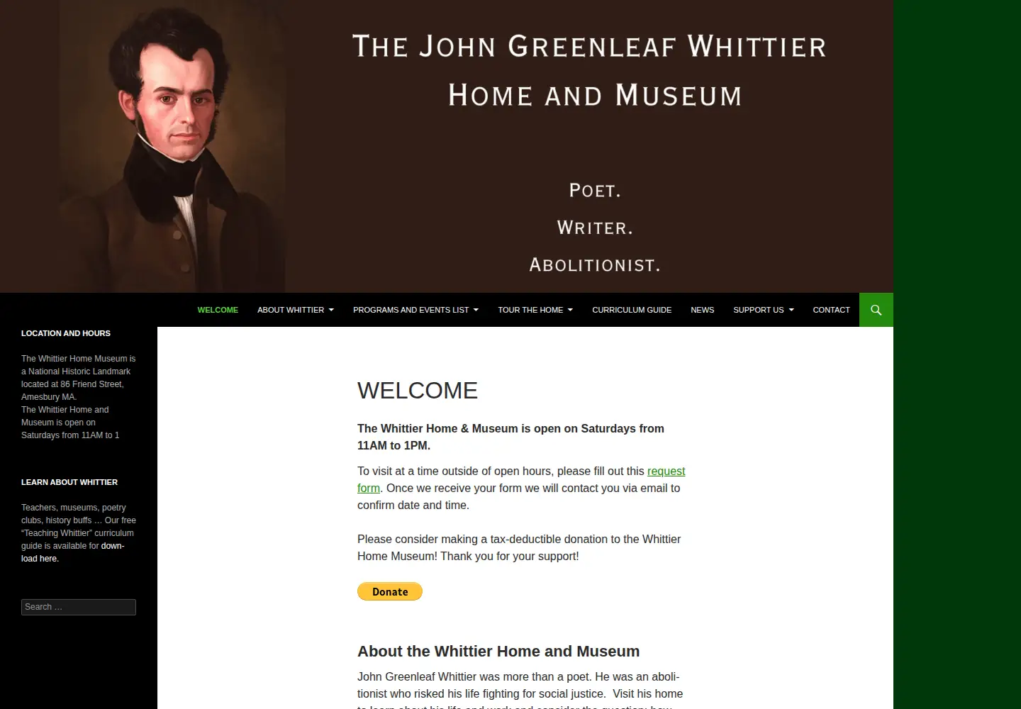 Screenshot of whittierhome.org