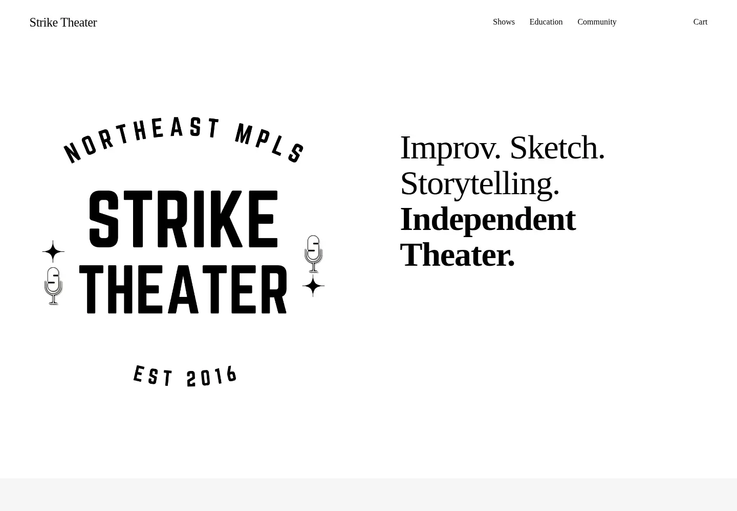Captured homepage of strike.theater in the current scan