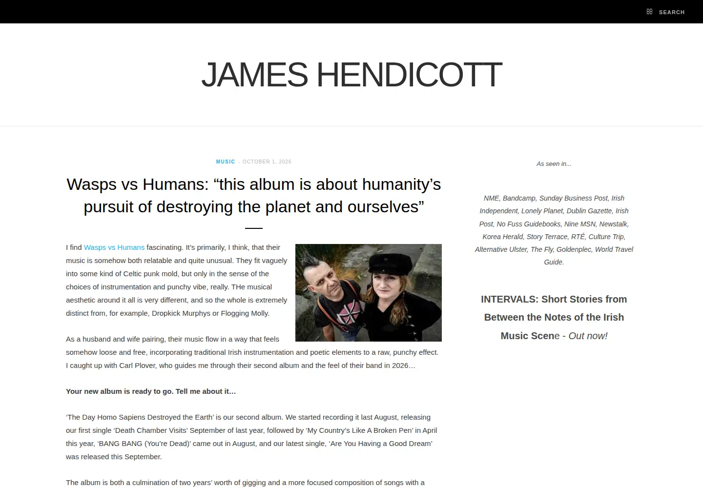 Screenshot of hendicottwriting.com