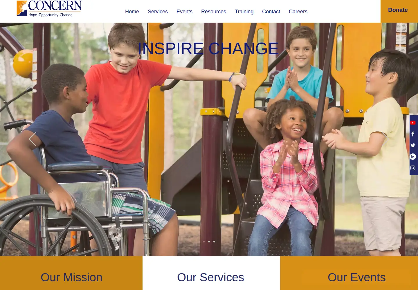 Captured homepage of concern4kids.org in the current scan