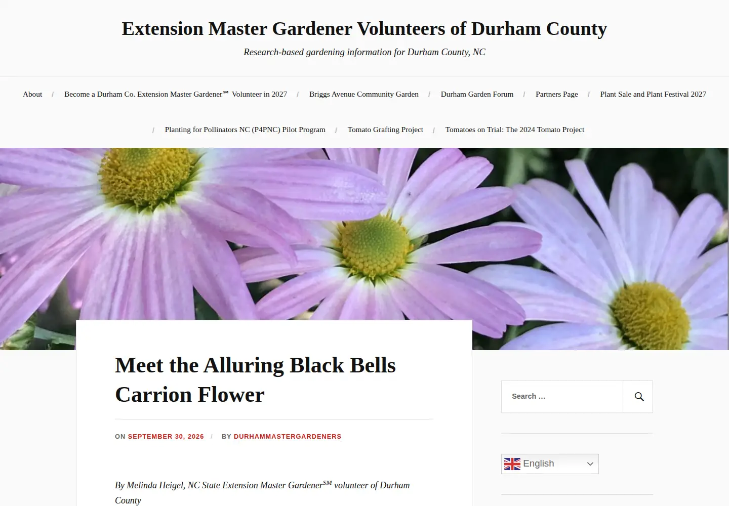 Captured homepage of durhammastergardeners.com in the current scan