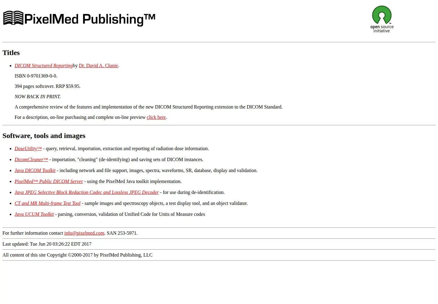 Captured homepage of pixelmed.com in the current scan