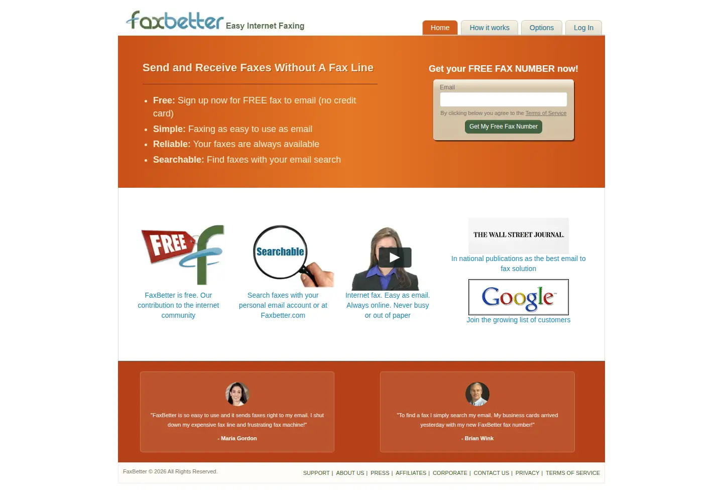 Screenshot of faxbetter.com