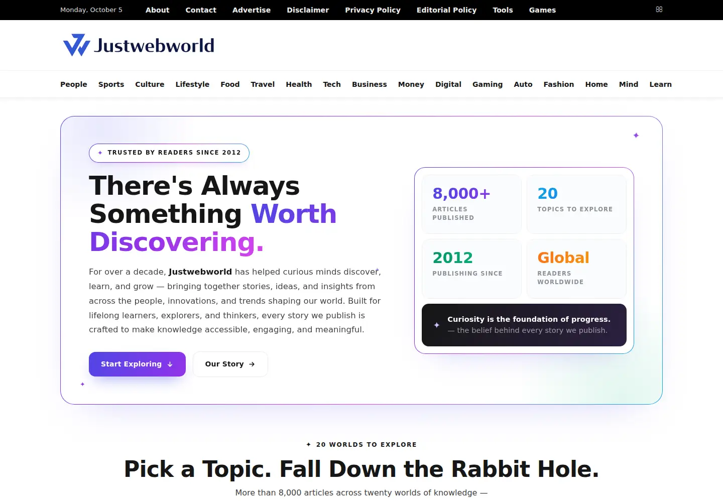 Screenshot of justwebworld.com