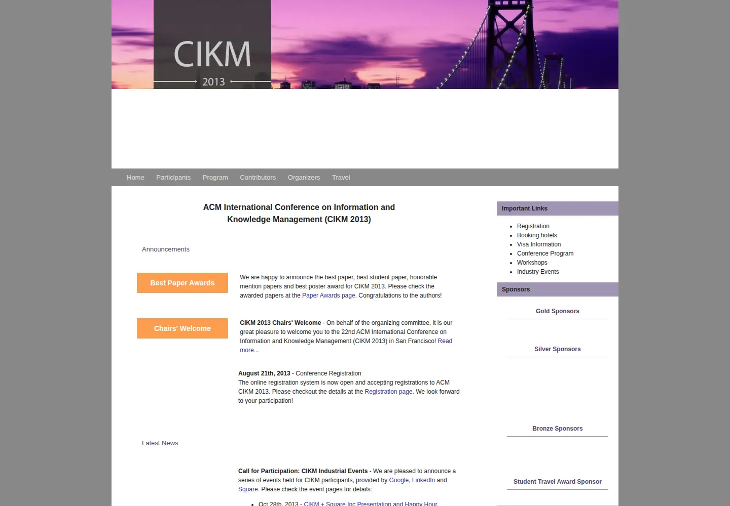 Screenshot of cikm2013.org