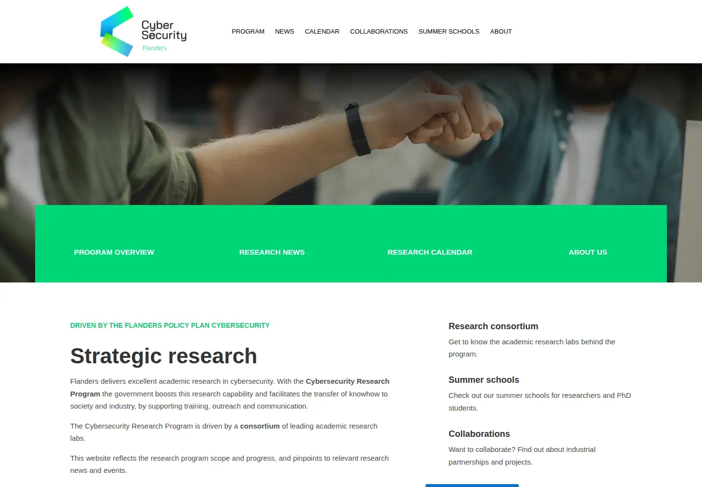 Captured homepage of cybersecurity-research.be in the current scan