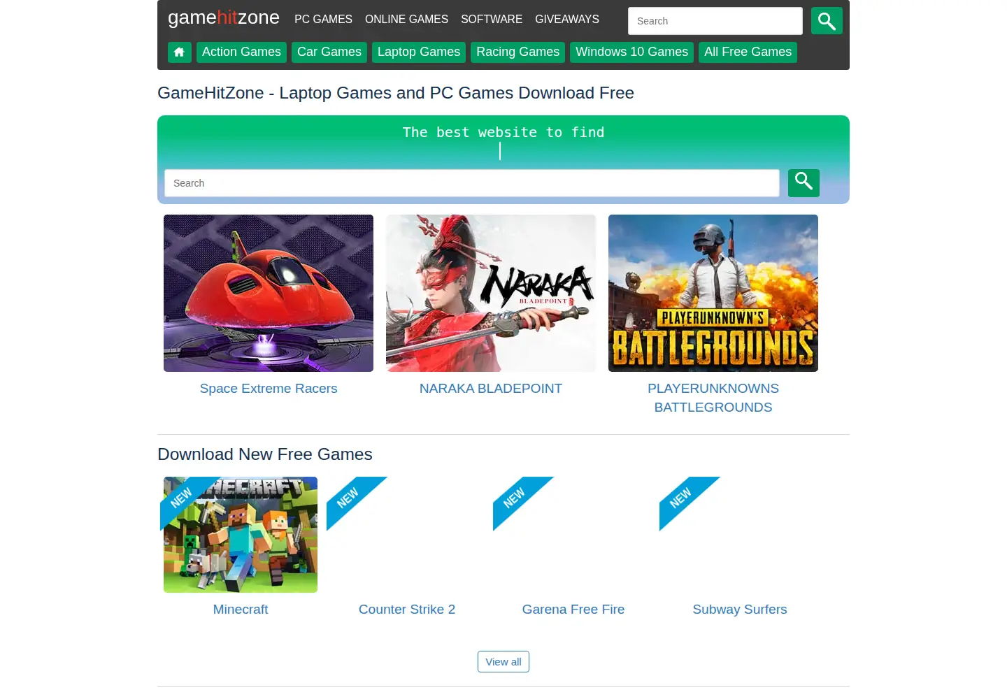 Screenshot of gamehitzone.com
