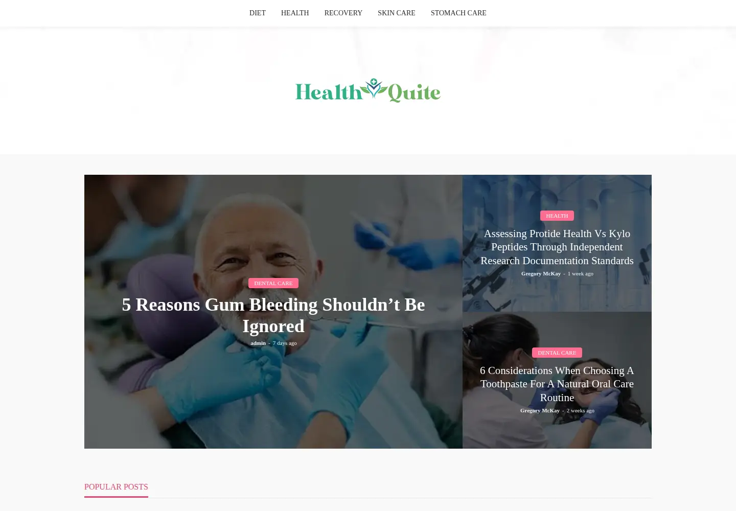 Captured homepage of healthquite.com in the current scan