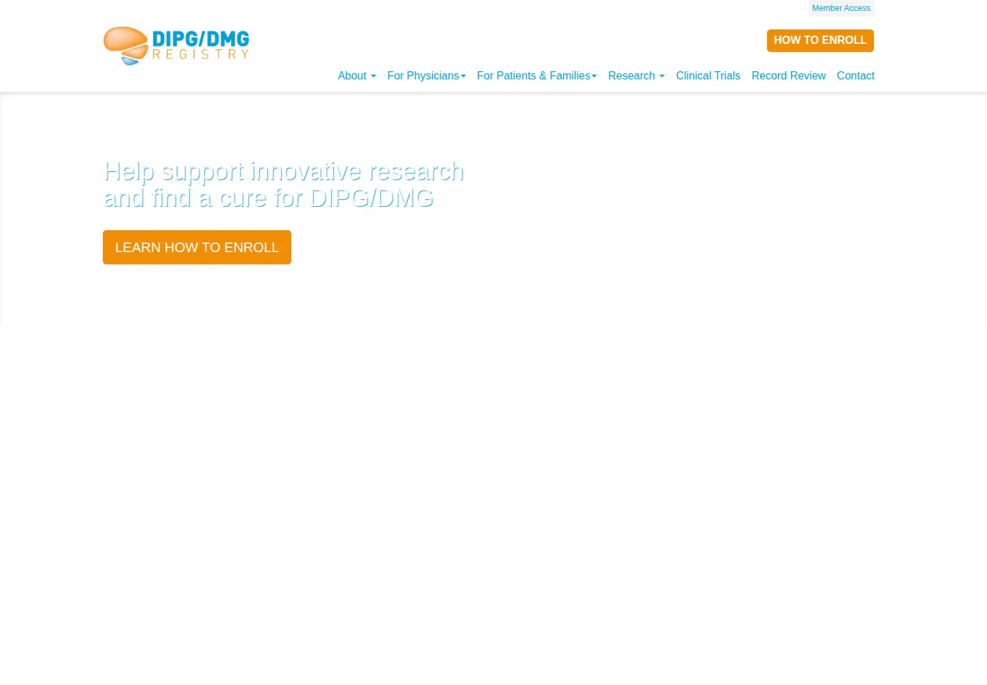 Screenshot of dipgregistry.org