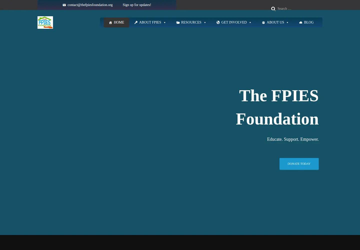 Screenshot of fpiesfoundation.org