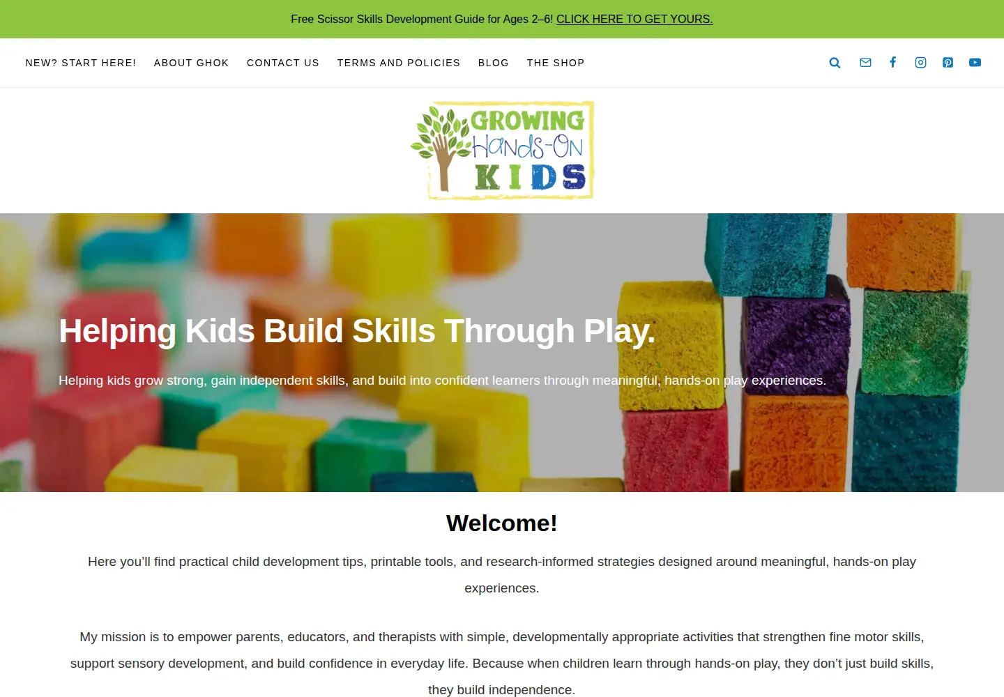 Captured homepage of growinghandsonkids.com in the current scan