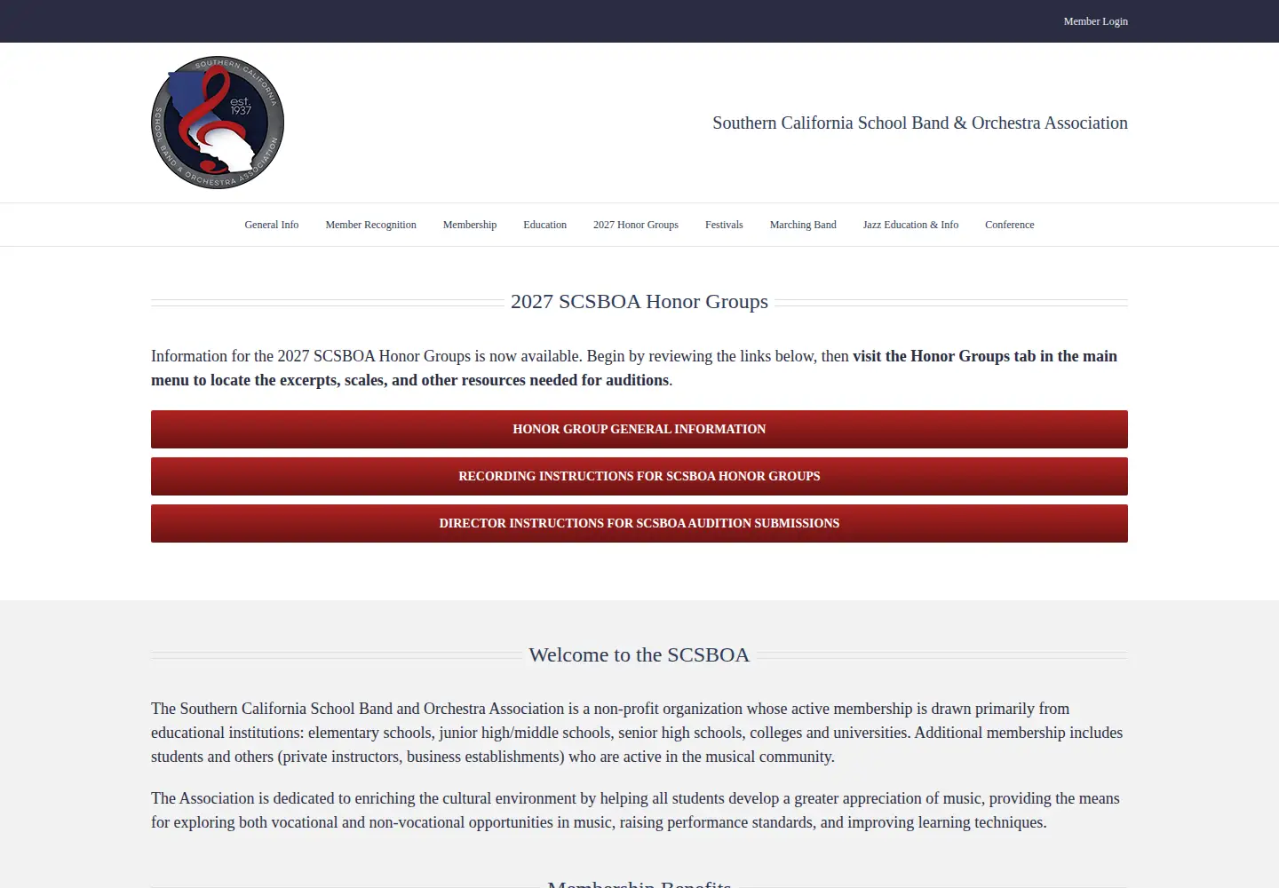 Captured homepage of scsboa.org in the current scan