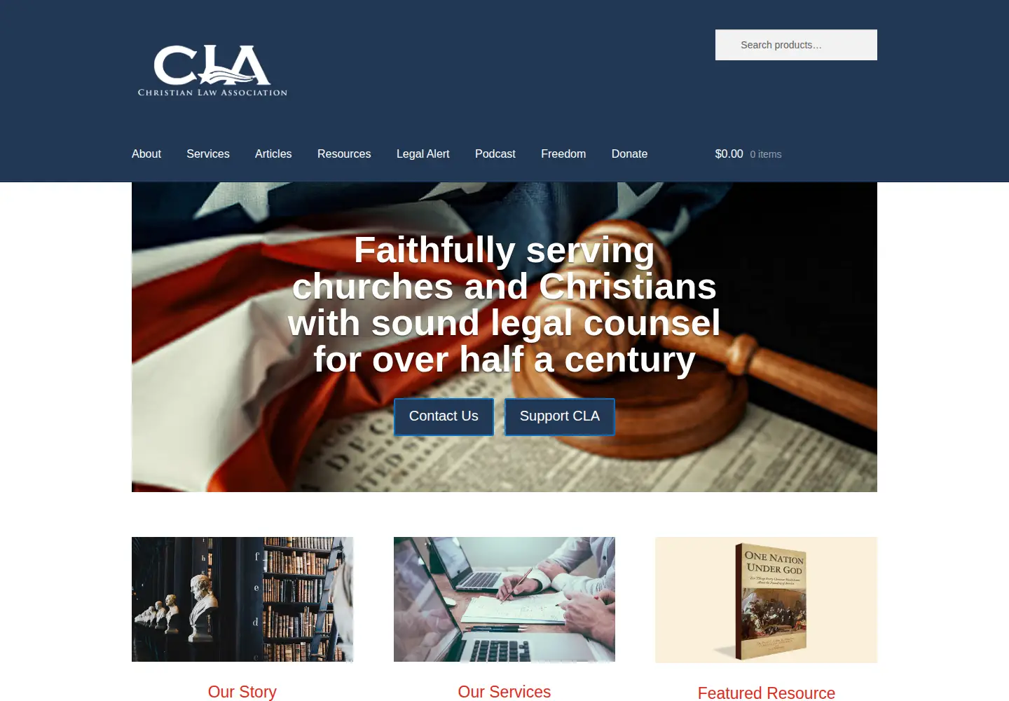 Captured homepage of christianlaw.org in the current scan