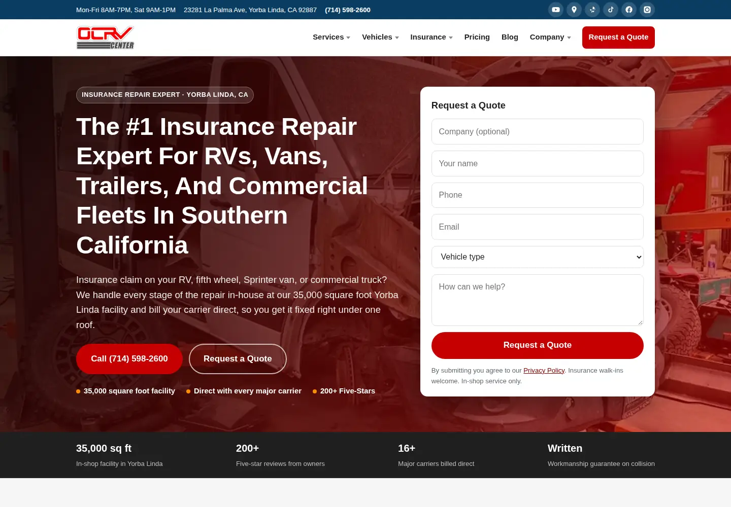 Screenshot of ocrvpaintandservice.com
