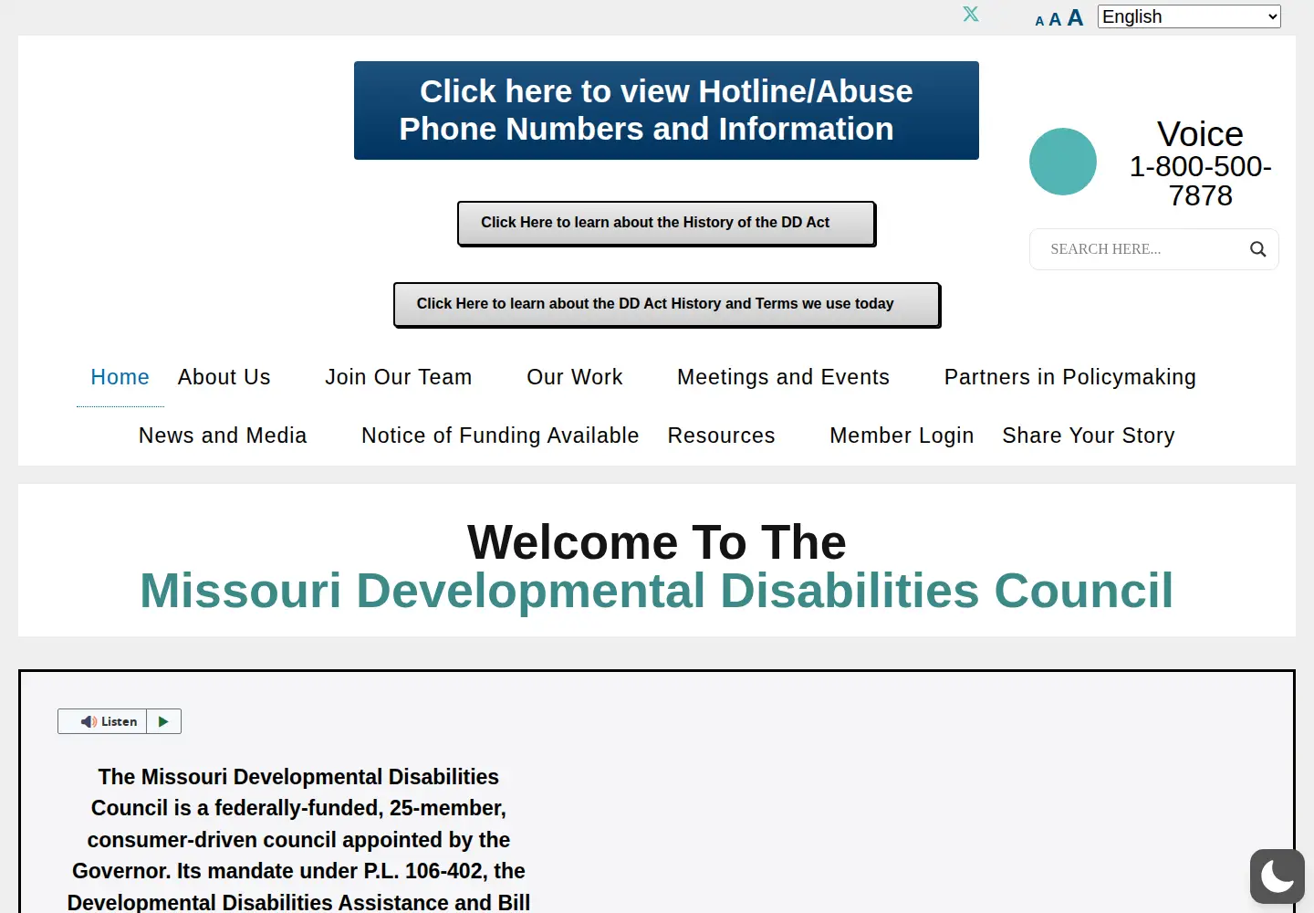 Screenshot of moddcouncil.org