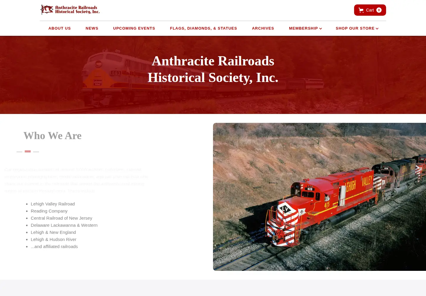 Captured homepage of anthraciterailroads.org in the current scan