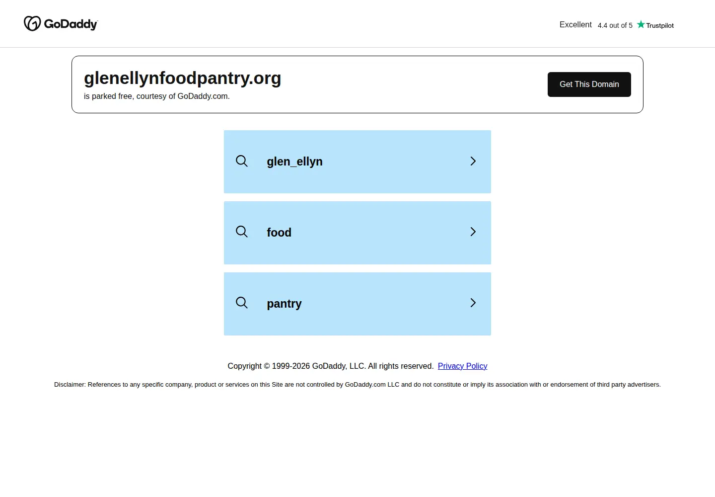 Captured homepage of glenellynfoodpantry.org in the current scan