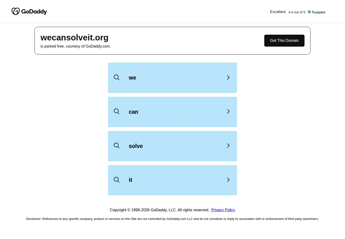 Captured homepage of wecansolveit.org in the current scan