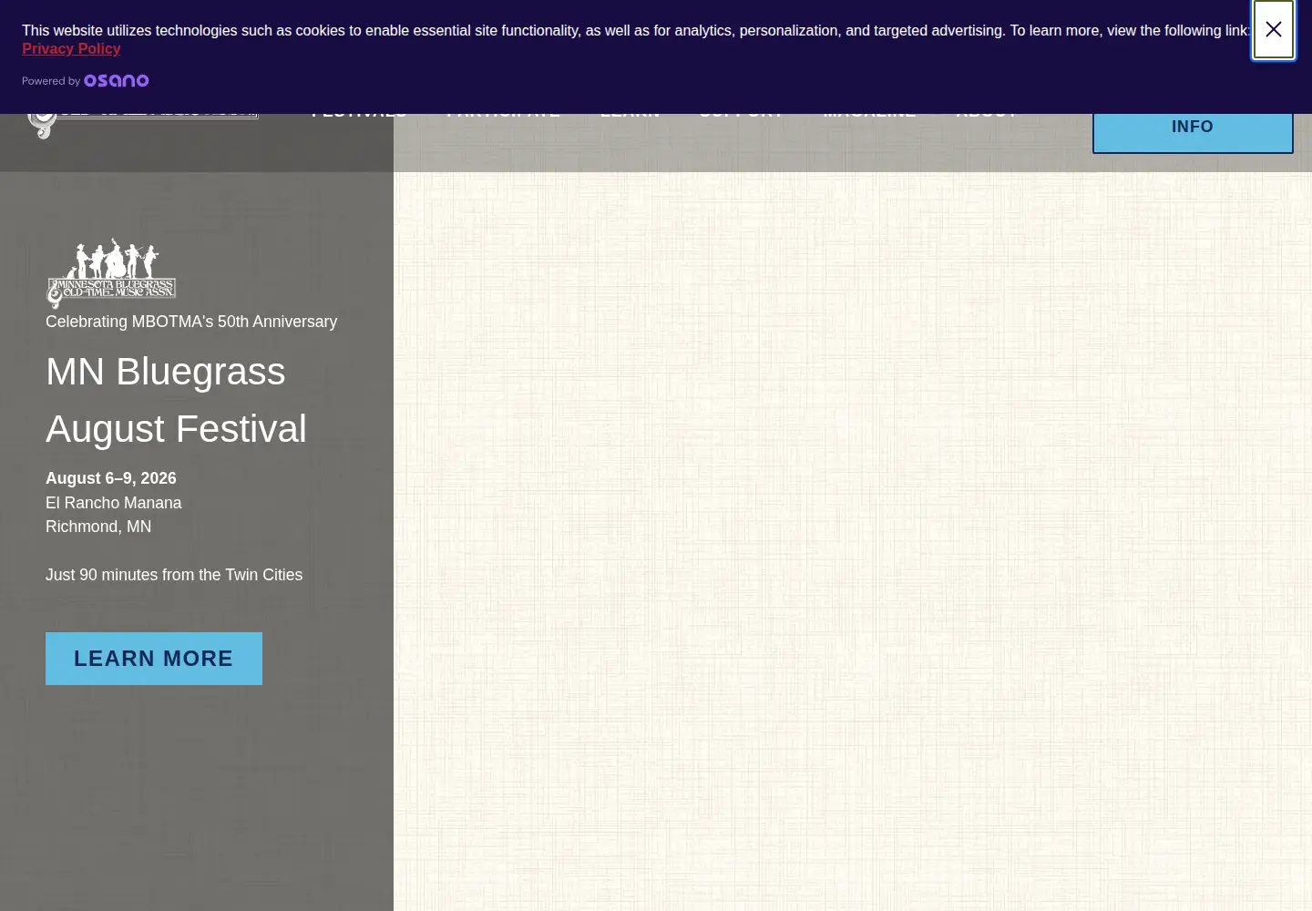 Screenshot of minnesotabluegrass.org