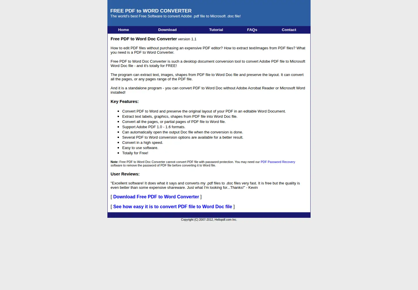 Captured homepage of hellopdf.com in the current scan