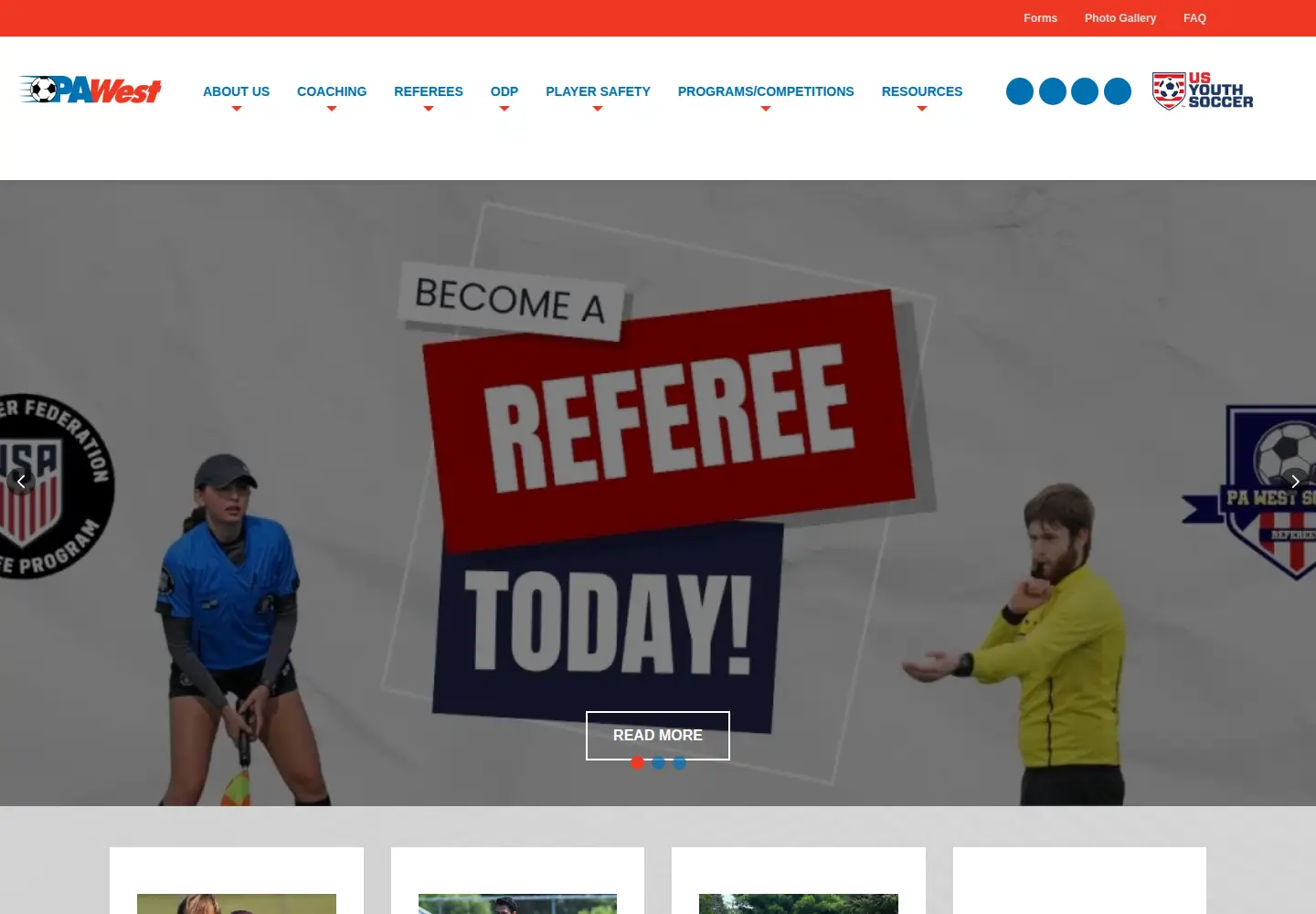 Screenshot of pawest-soccer.org