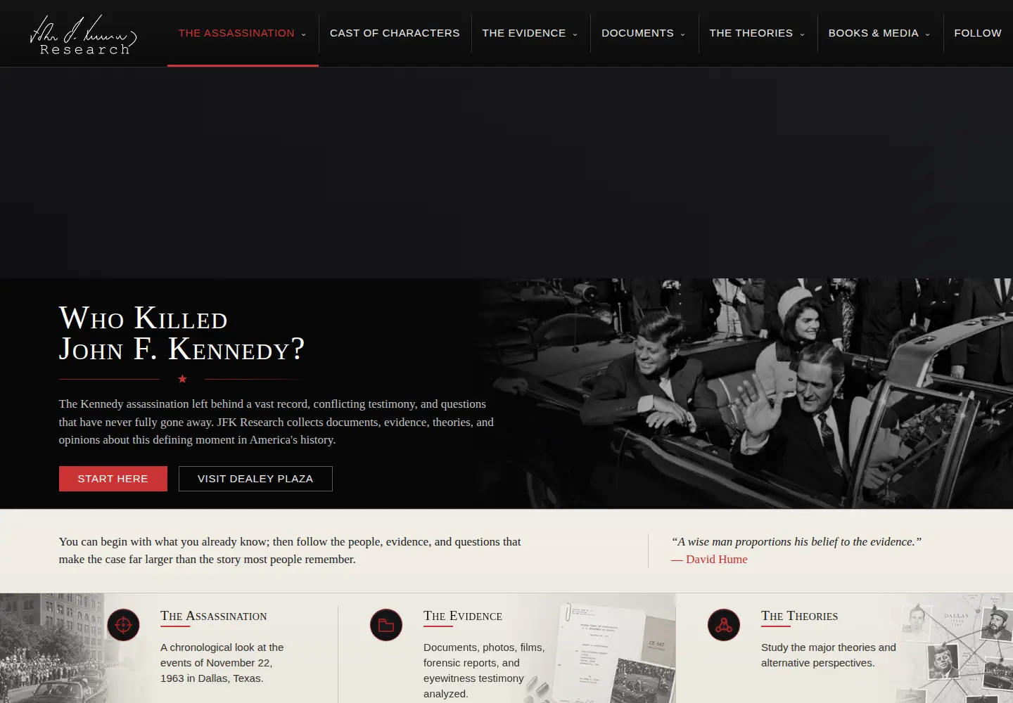 Captured homepage of jfkresearch.com in the current scan