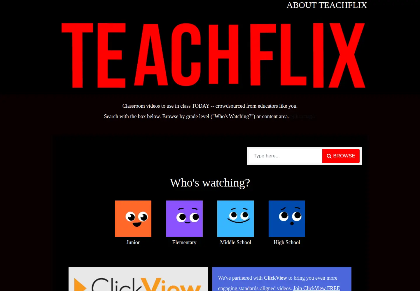 Screenshot of teachflix.org