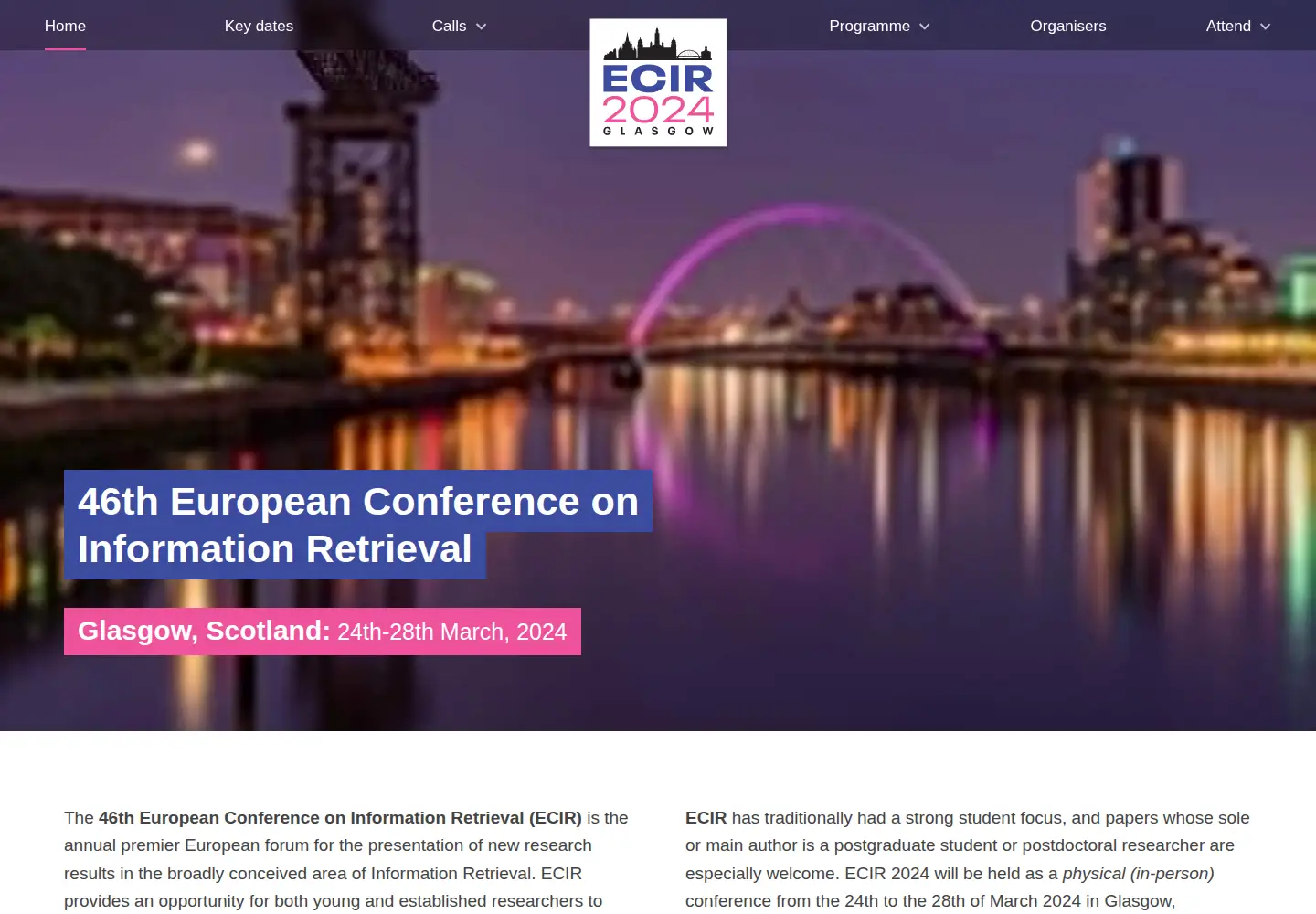 Screenshot of ecir2024.org