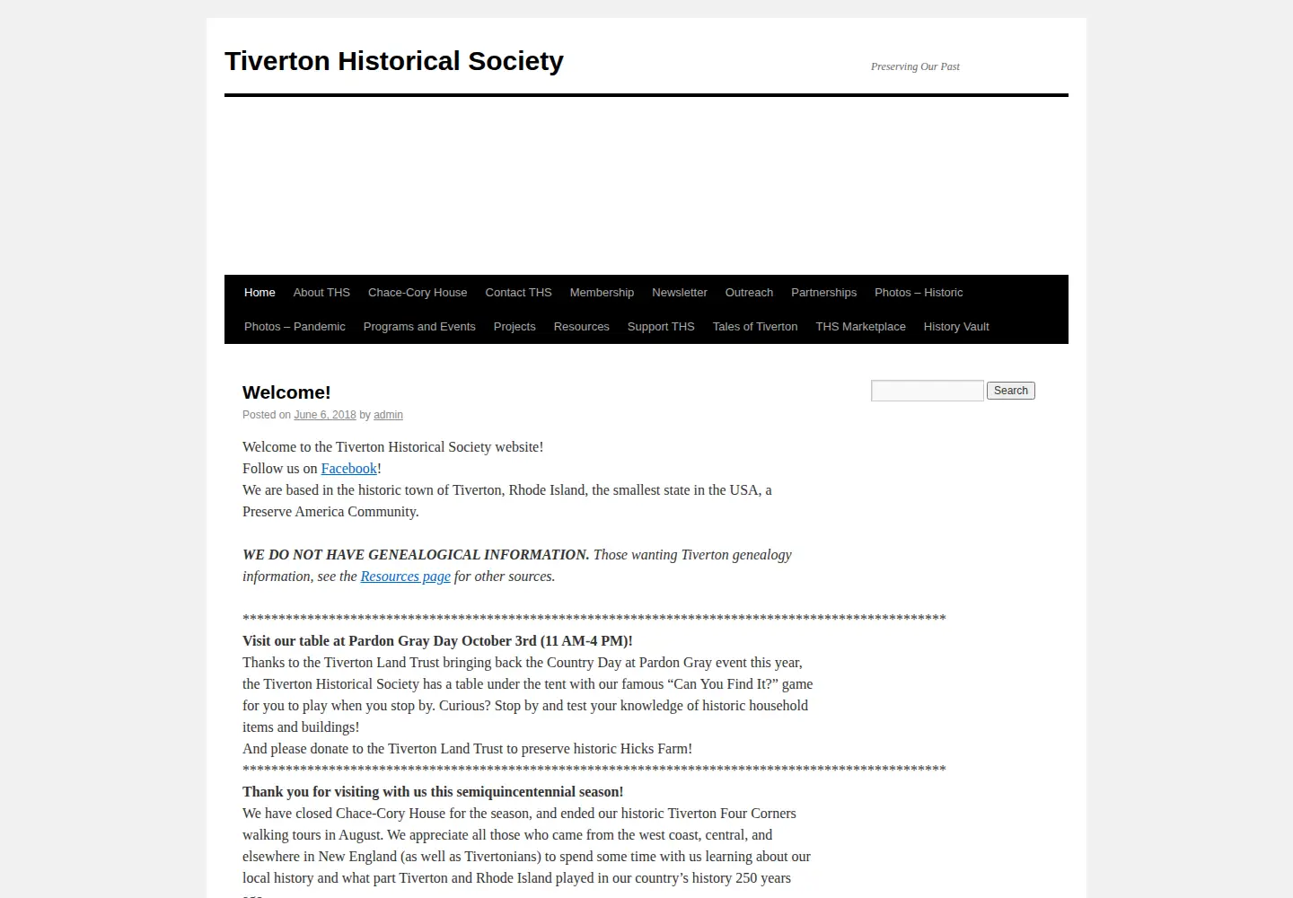 Screenshot of tivertonhistorical.org