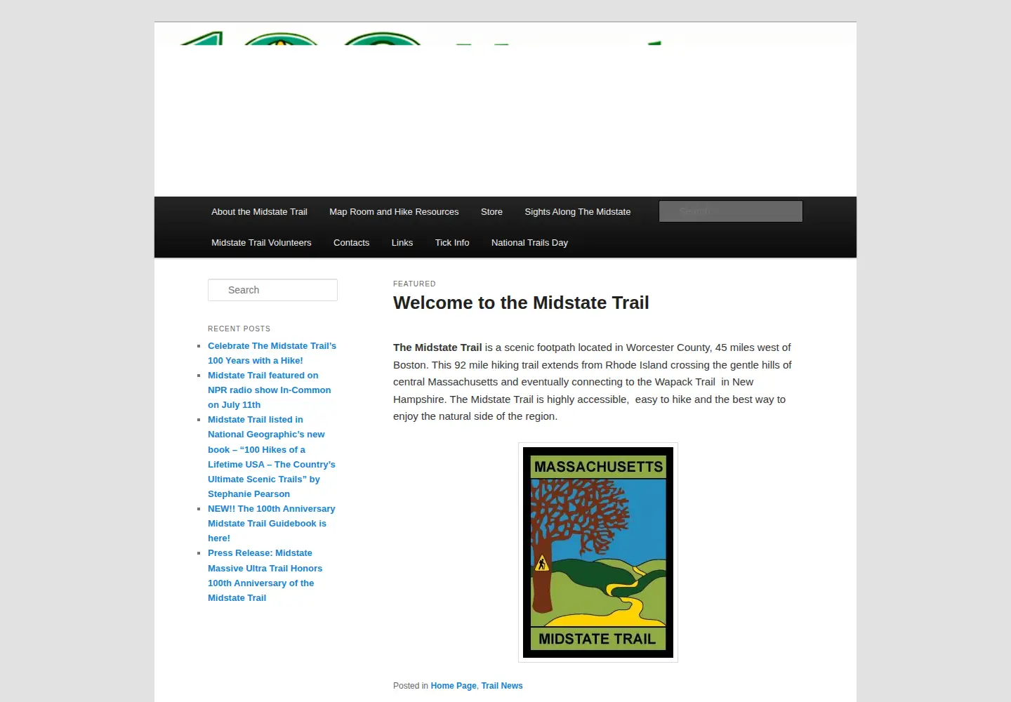 Captured homepage of midstatetrail.org in the current scan