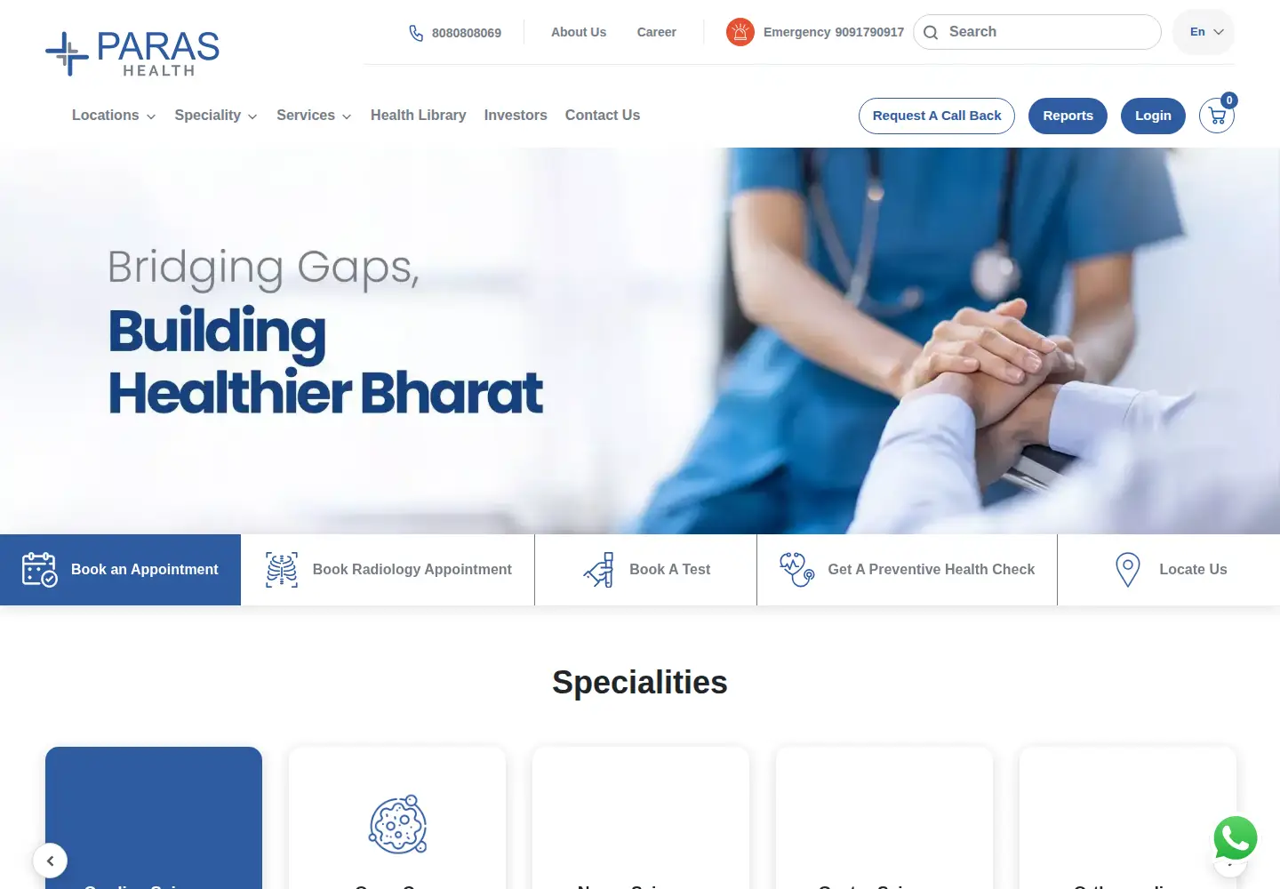 Screenshot of parashospitals.com