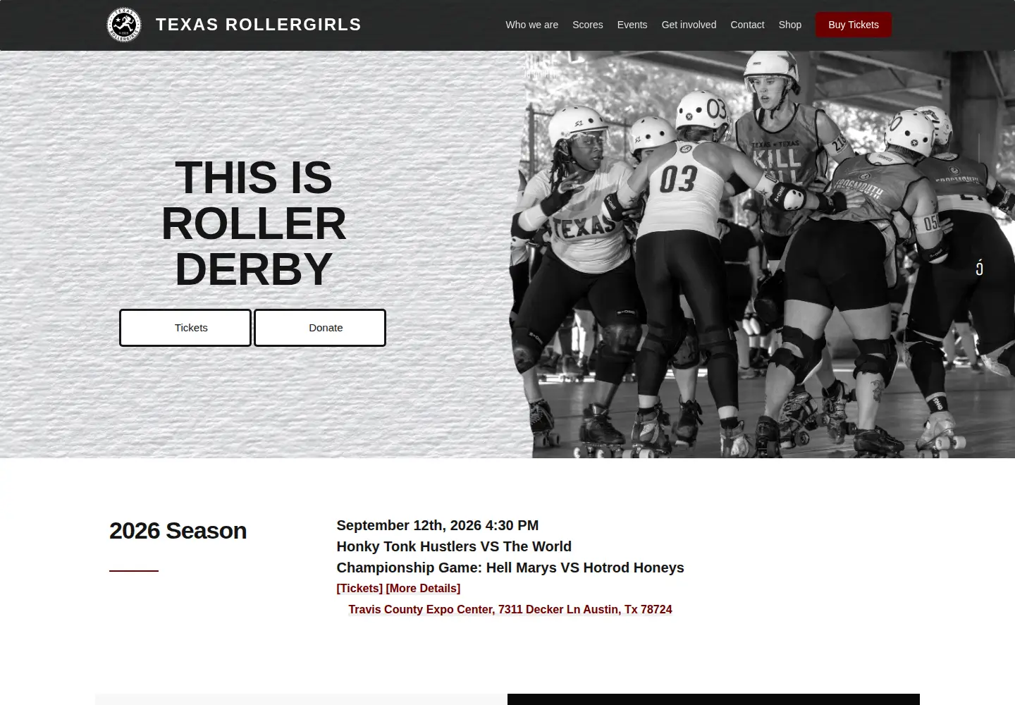 Screenshot of texasrollergirls.org