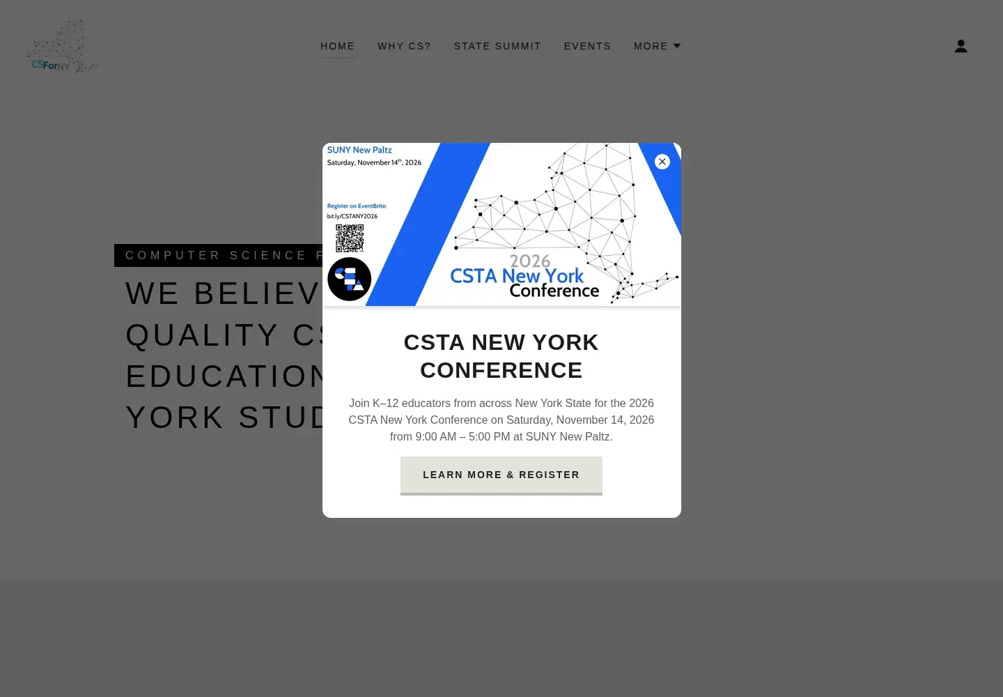 Captured homepage of csforny.org in the current scan