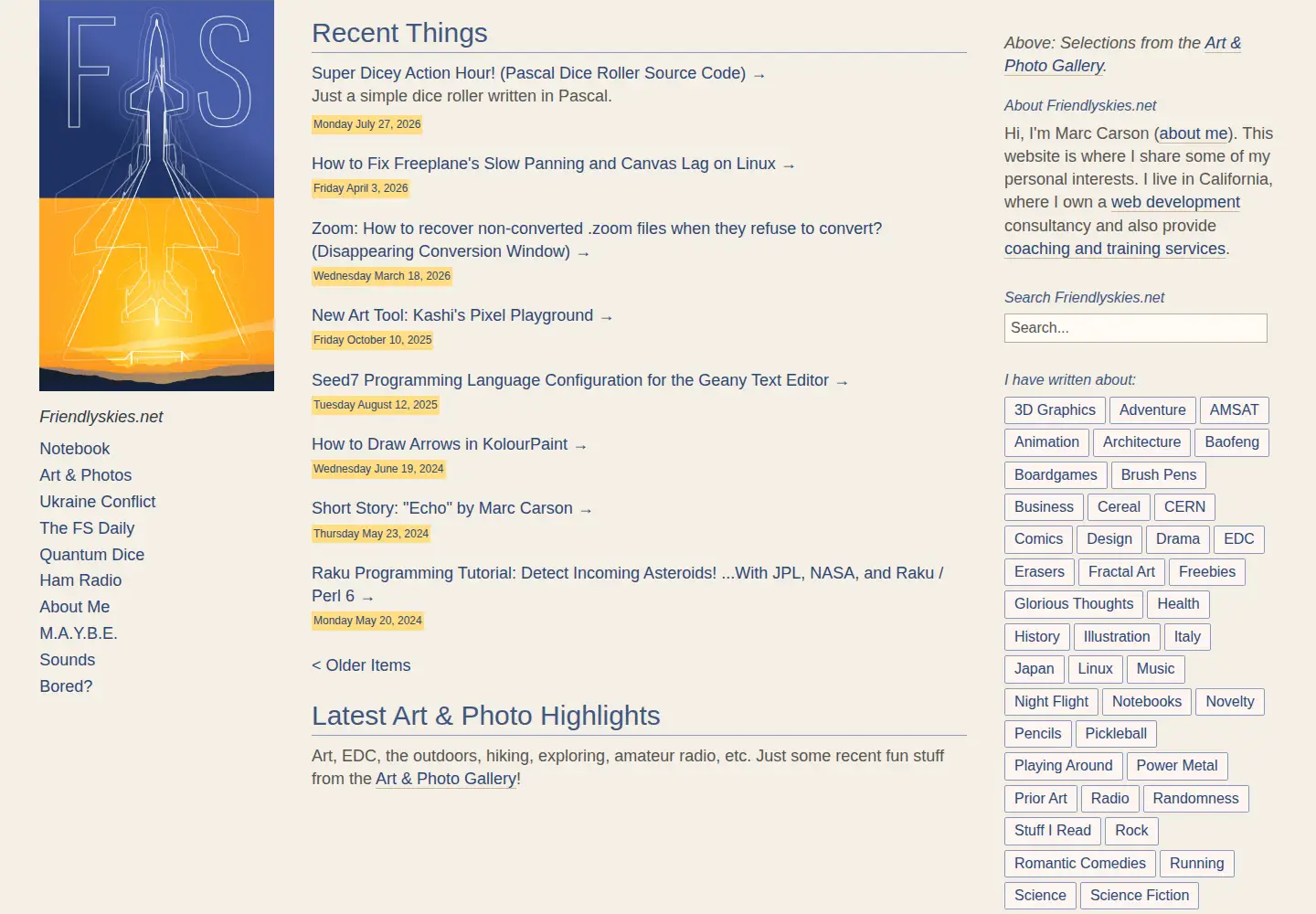Screenshot of friendlyskies.net