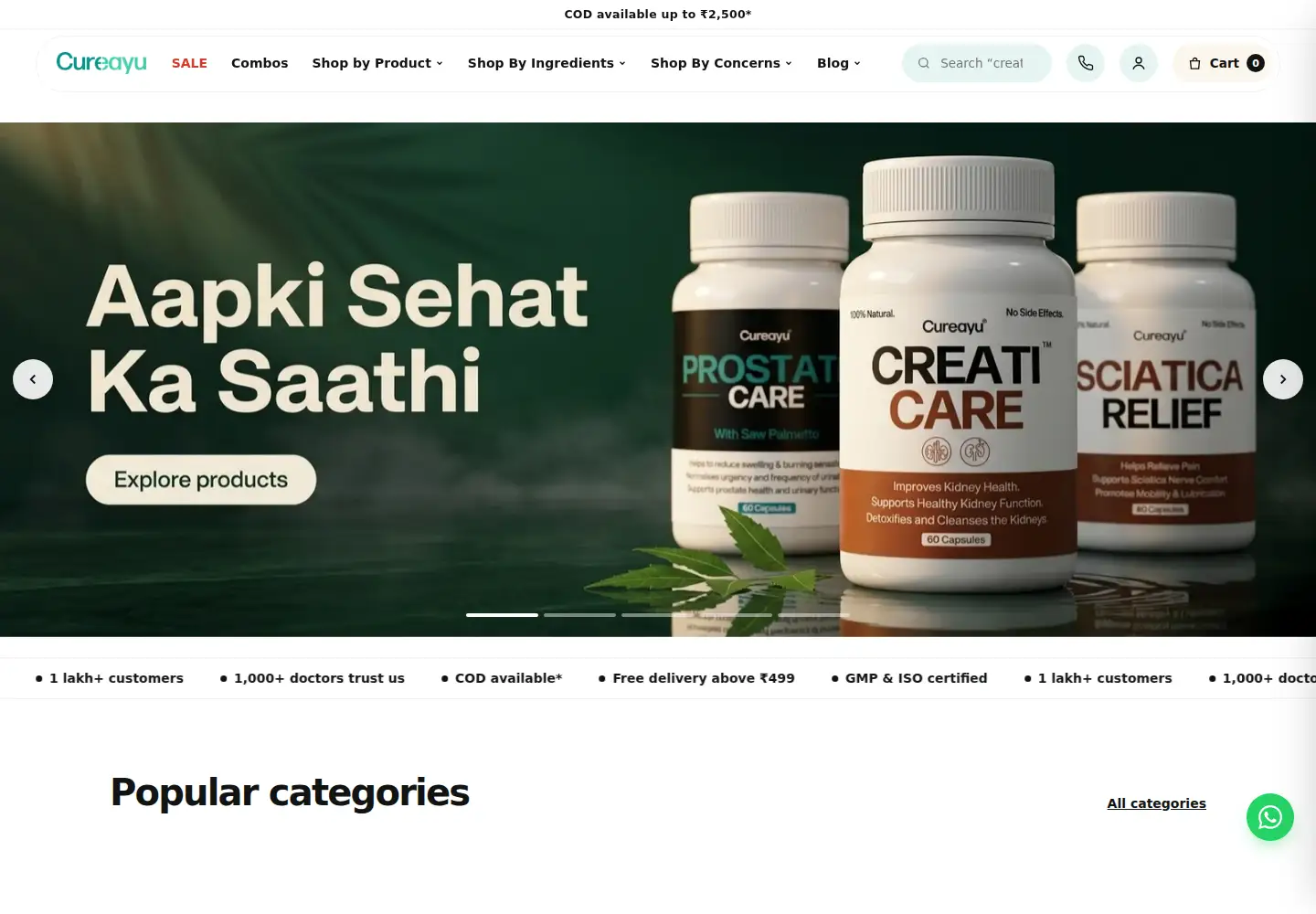 Captured homepage of cureayu.com in the current scan