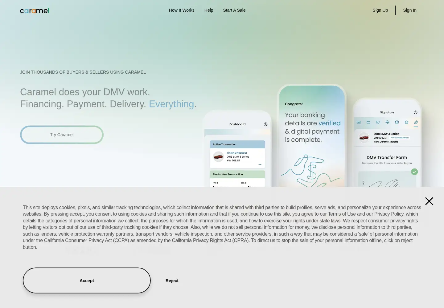 Screenshot of drivecaramel.com