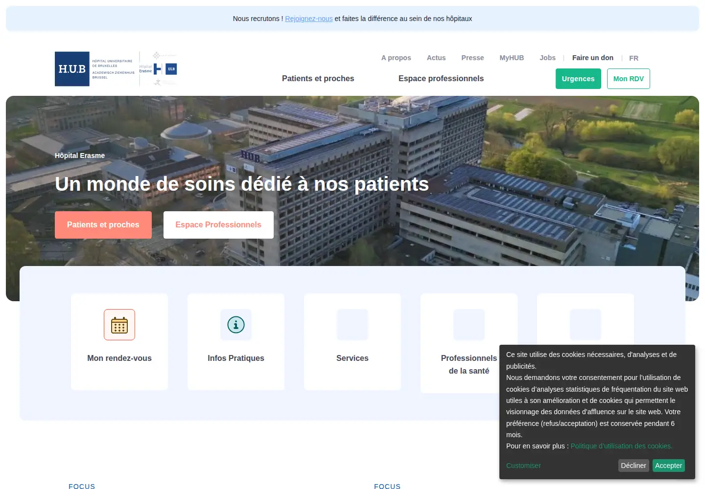 Screenshot of erasme.be