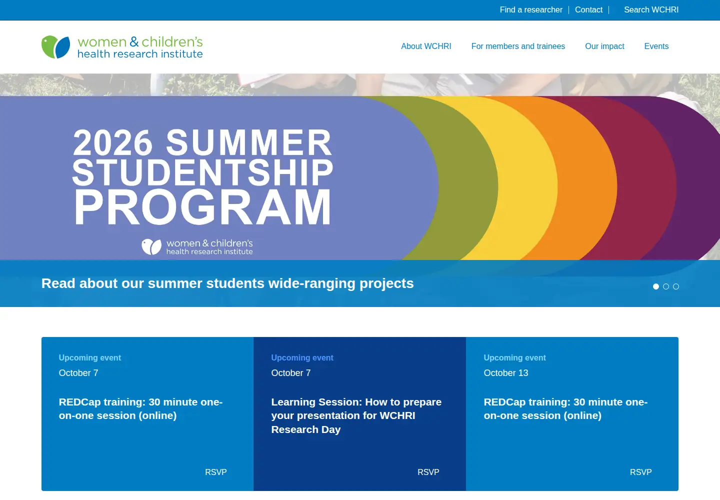 Screenshot of wchri.org
