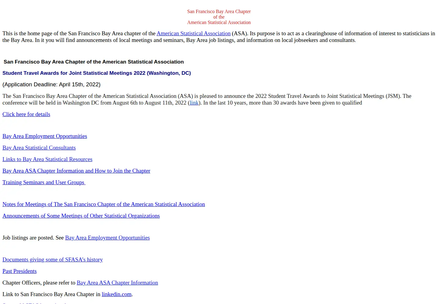 Captured homepage of sfasa.org in the current scan