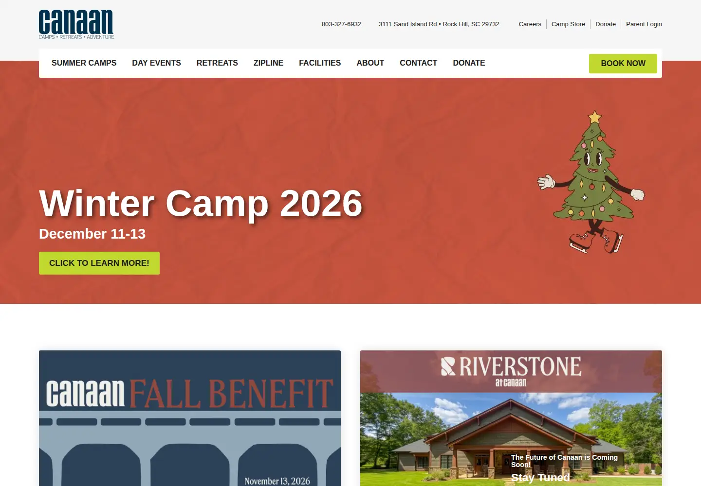 Captured homepage of campcanaan.org in the current scan