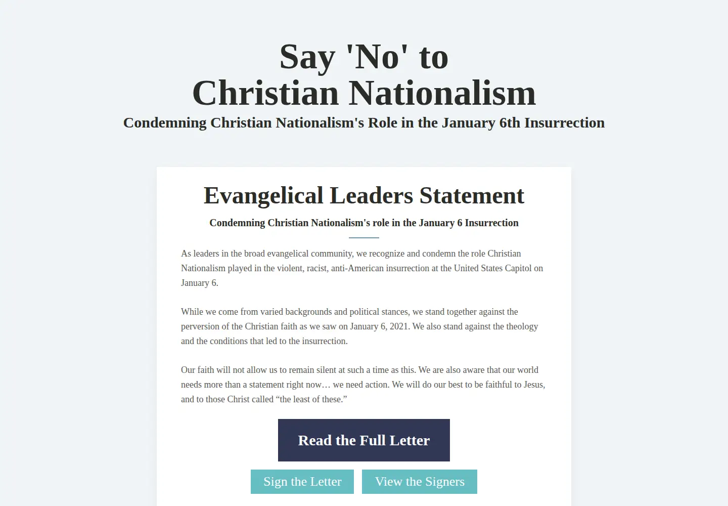 Screenshot of saynotochristiannationalism.org