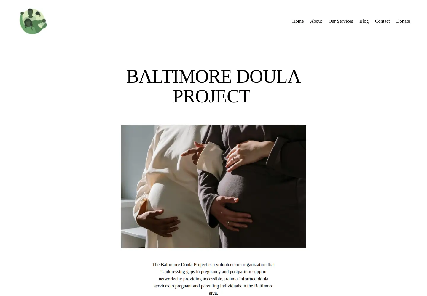 Captured homepage of baltimoredoulaproject.org in the current scan