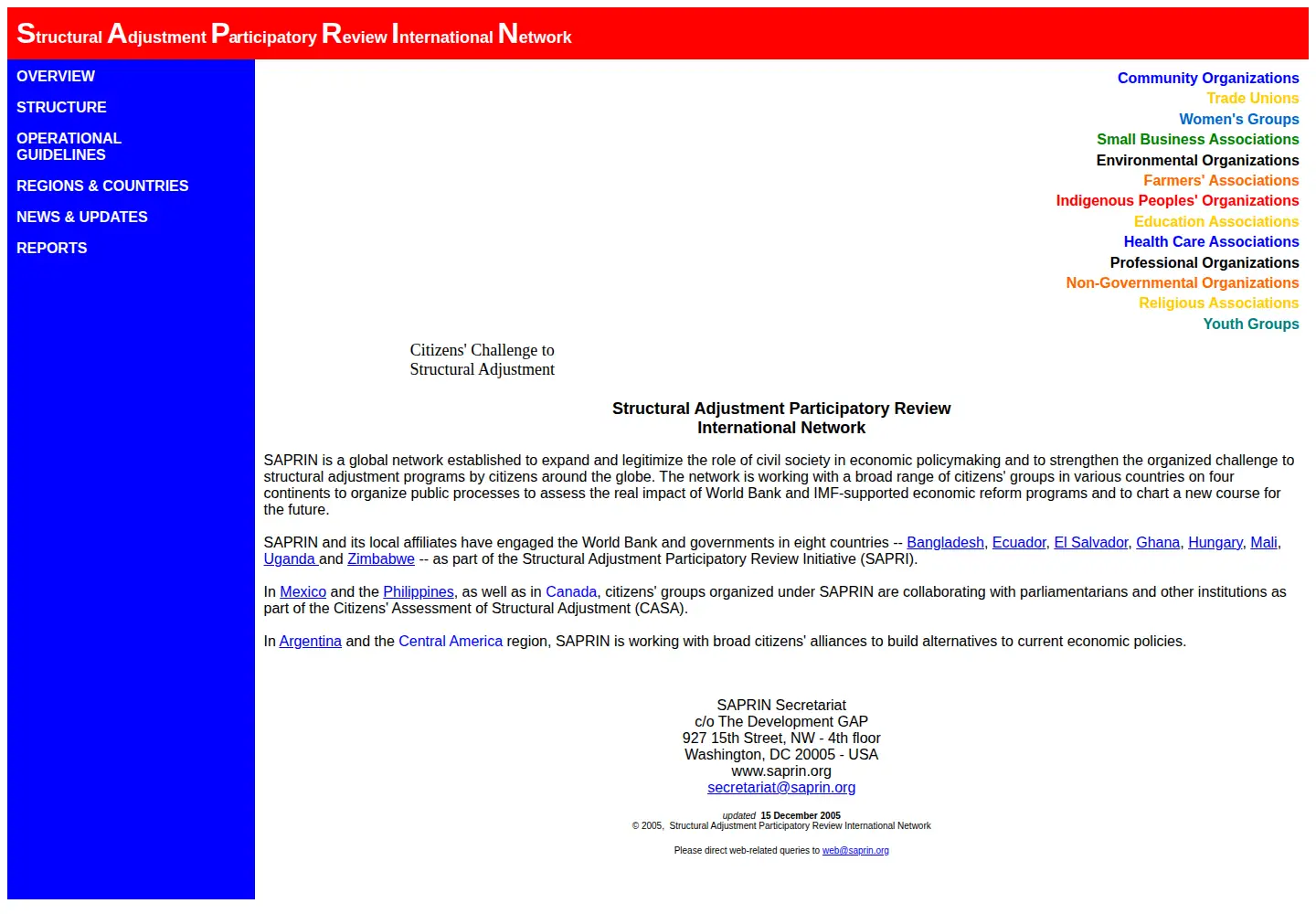 Screenshot of saprin.org