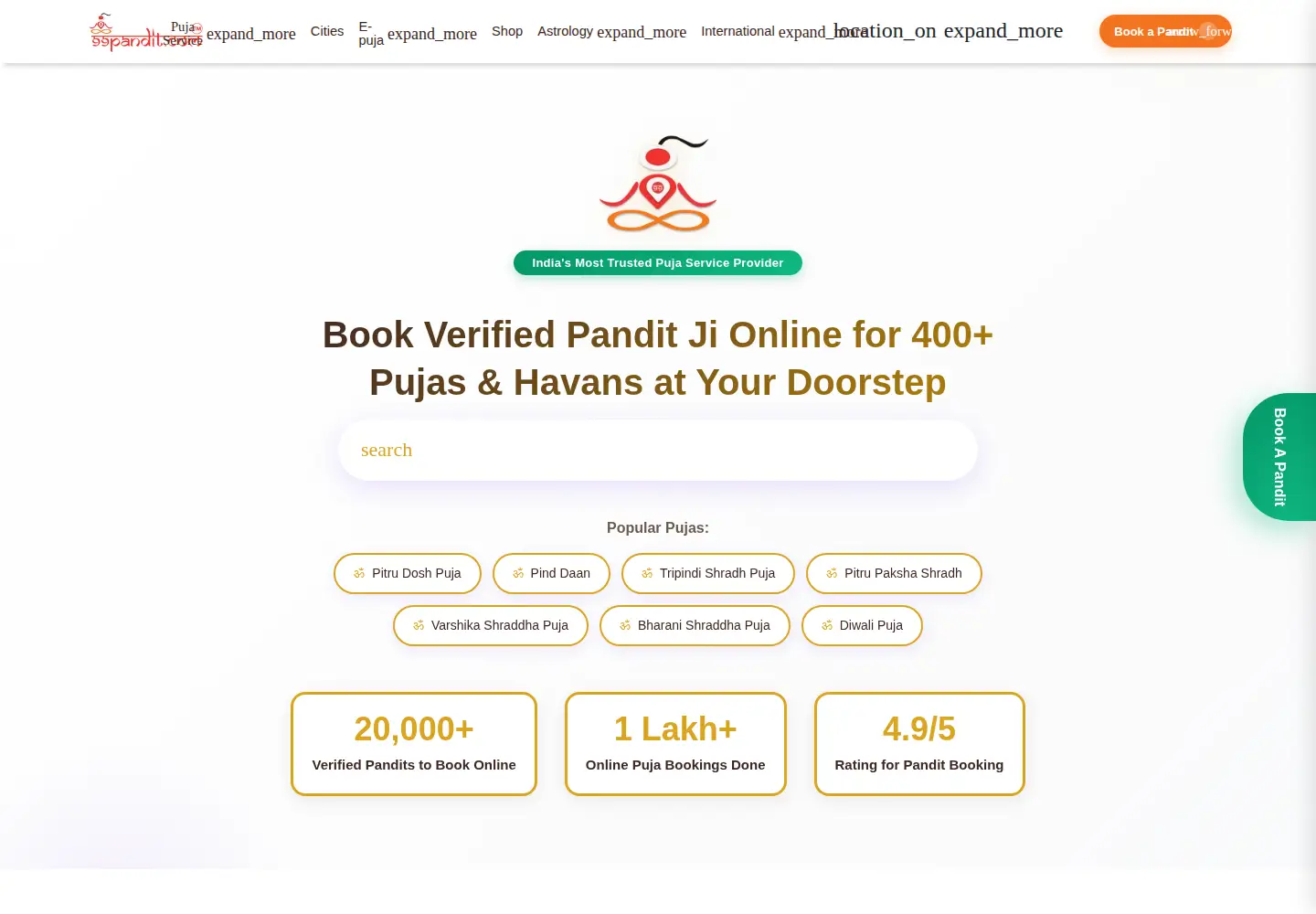 Screenshot of 99pandit.com