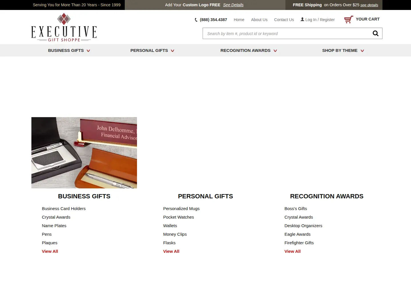 Captured homepage of executivegiftshoppe.com in the current scan