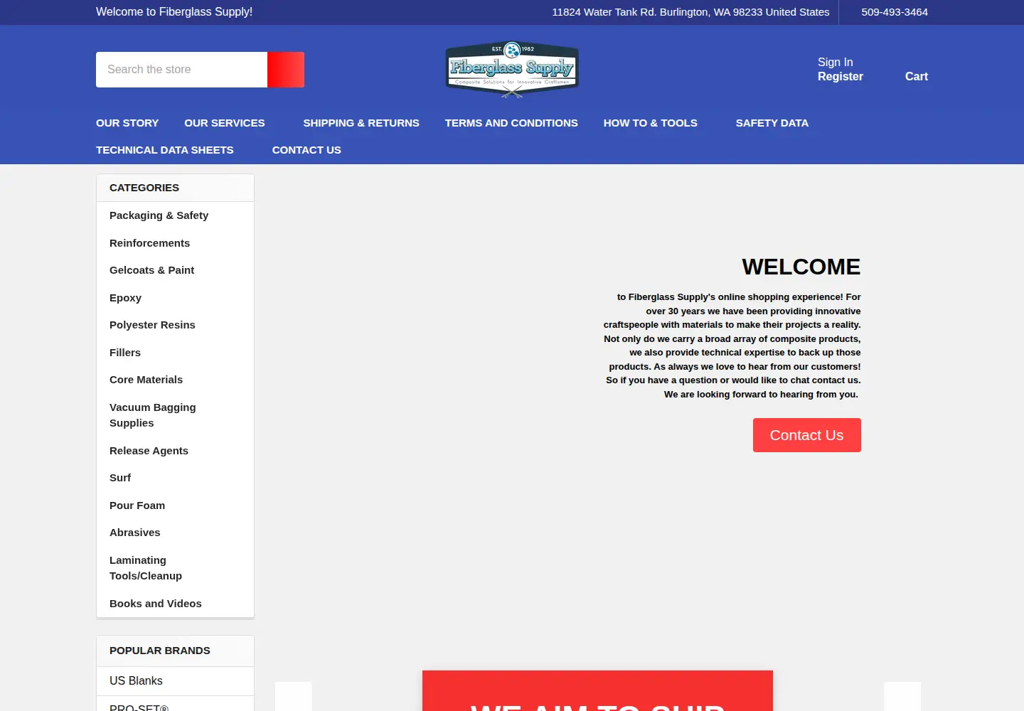 Screenshot of fiberglasssupply.com