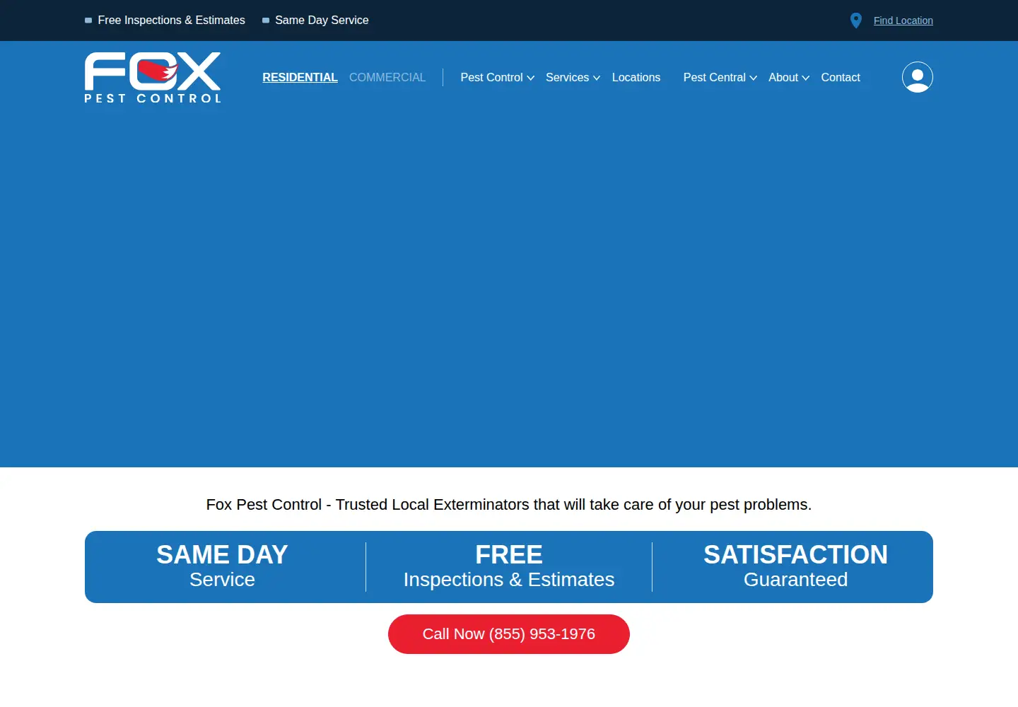 Captured homepage of fox-pest.com in the current scan