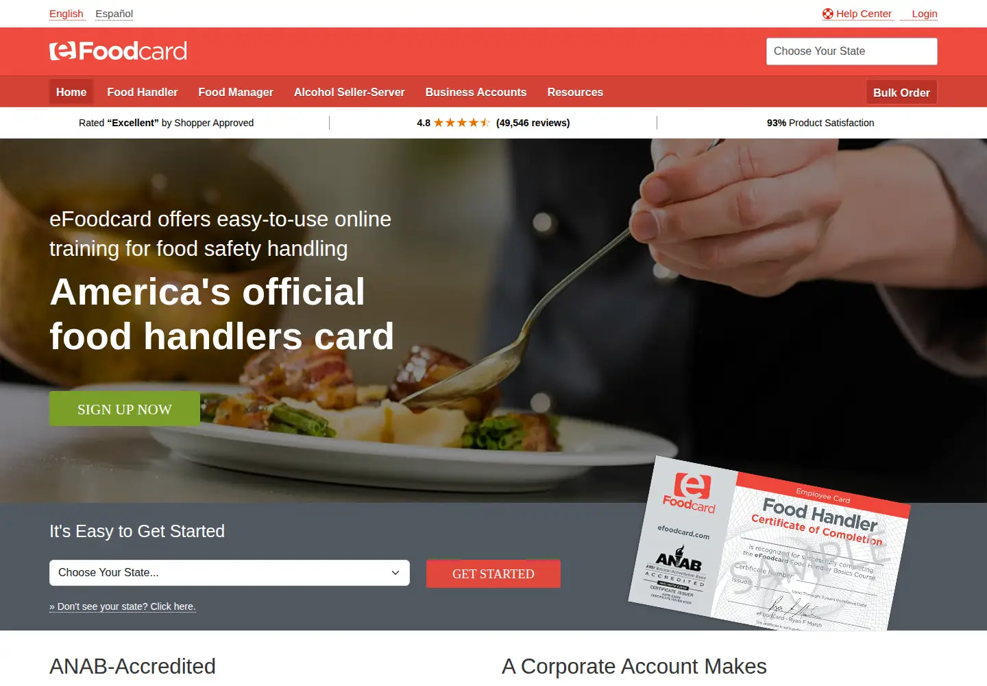 Screenshot of efoodcard.com