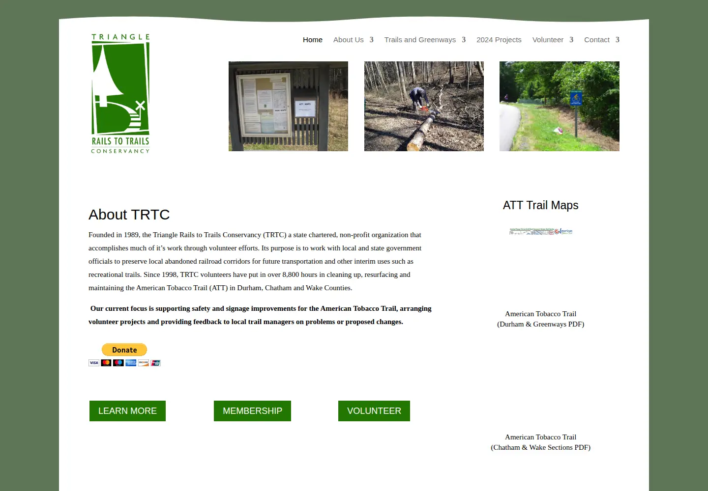 Screenshot of triangletrails.org