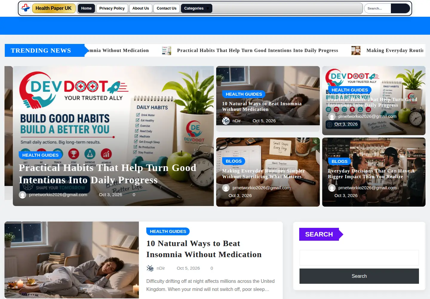 Screenshot of healthpaper.co.uk